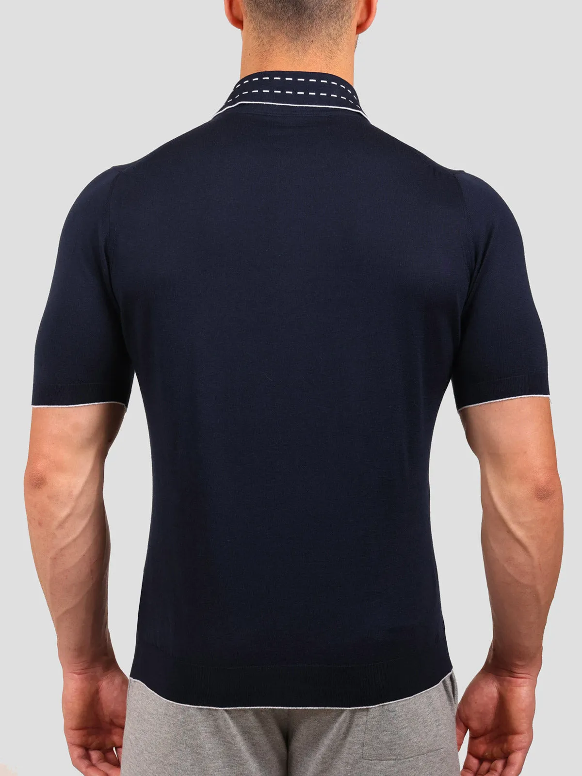 Maglia Polo 100% Cotone Supersoft Blu Navy e Bianca