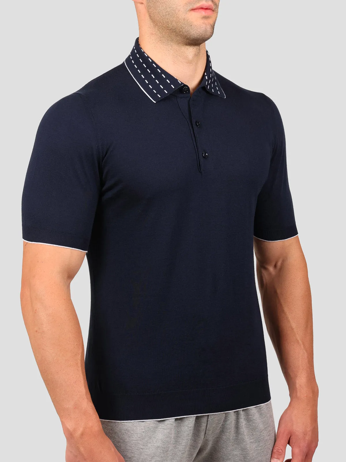 Maglia Polo 100% Cotone Supersoft Blu Navy e Bianca