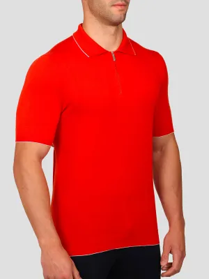 Maglia Polo con Zip 100% Cotone Supersoft Arancione