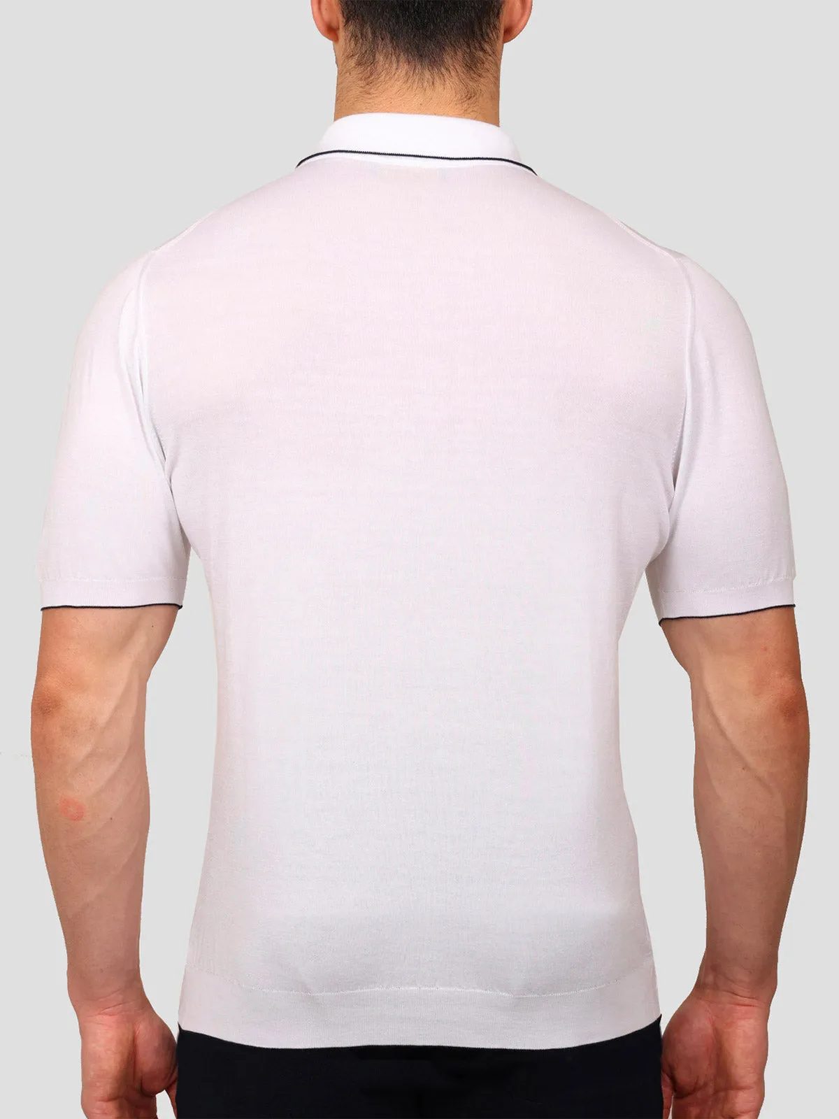 Maglia Polo con Zip 100% Cotone Supersoft Bianca