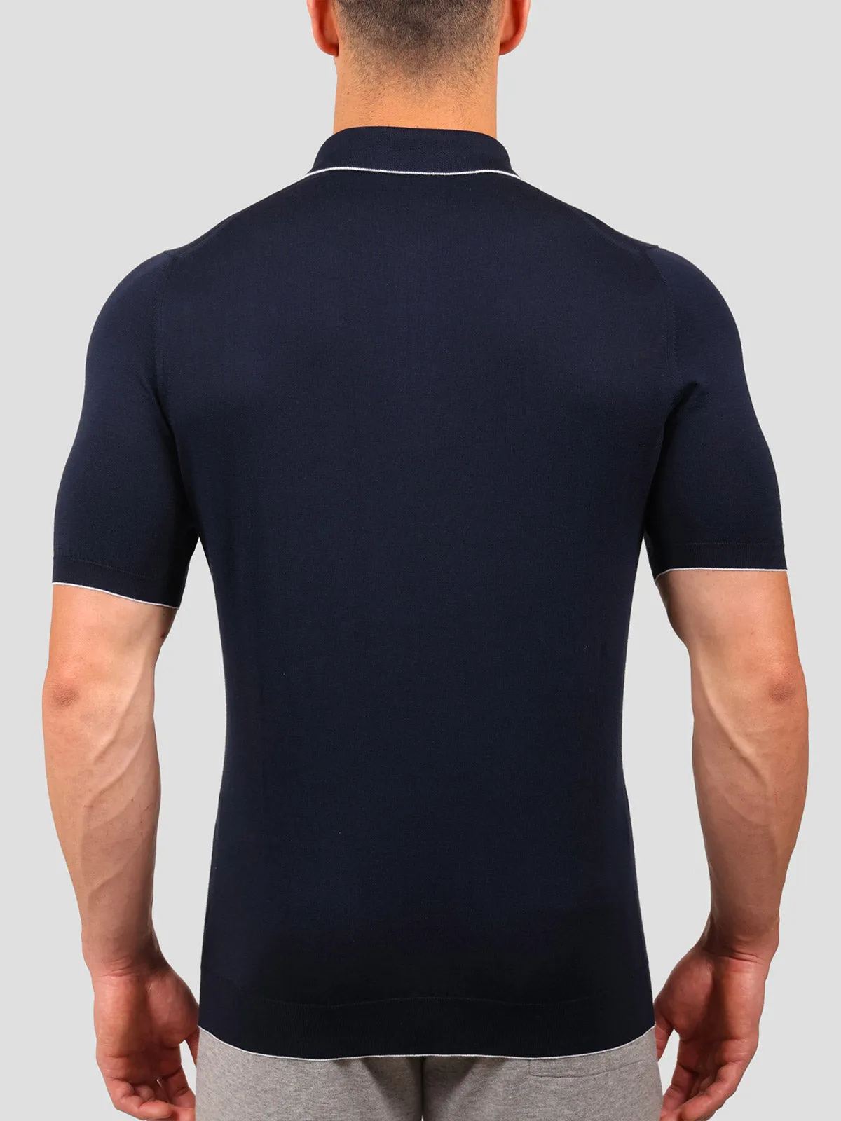 Maglia Polo con Zip 100% Cotone Supersoft Blu