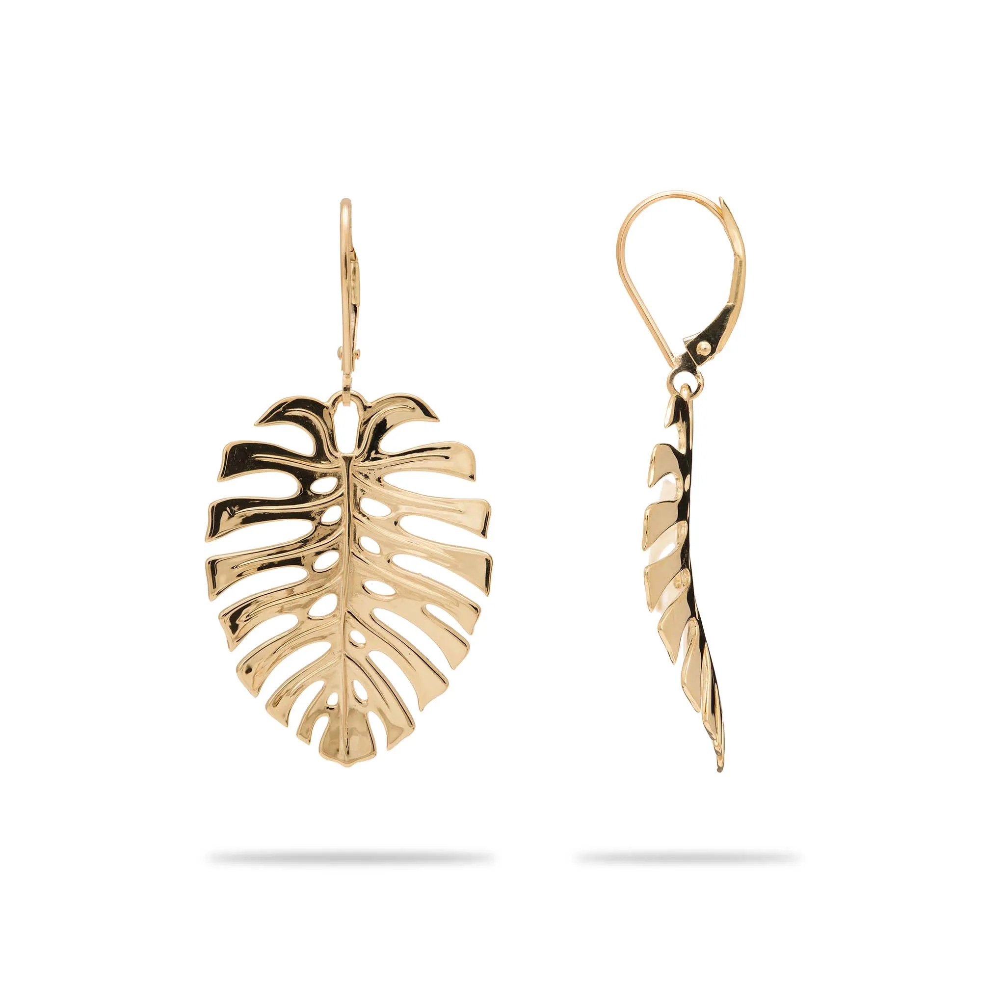 Monstera Earrings in Gold - 30mm