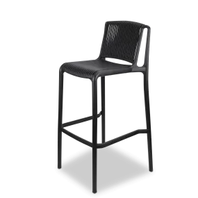 Paros UV Plastic Outdoor Bar Stool (PP) in Midnight Black