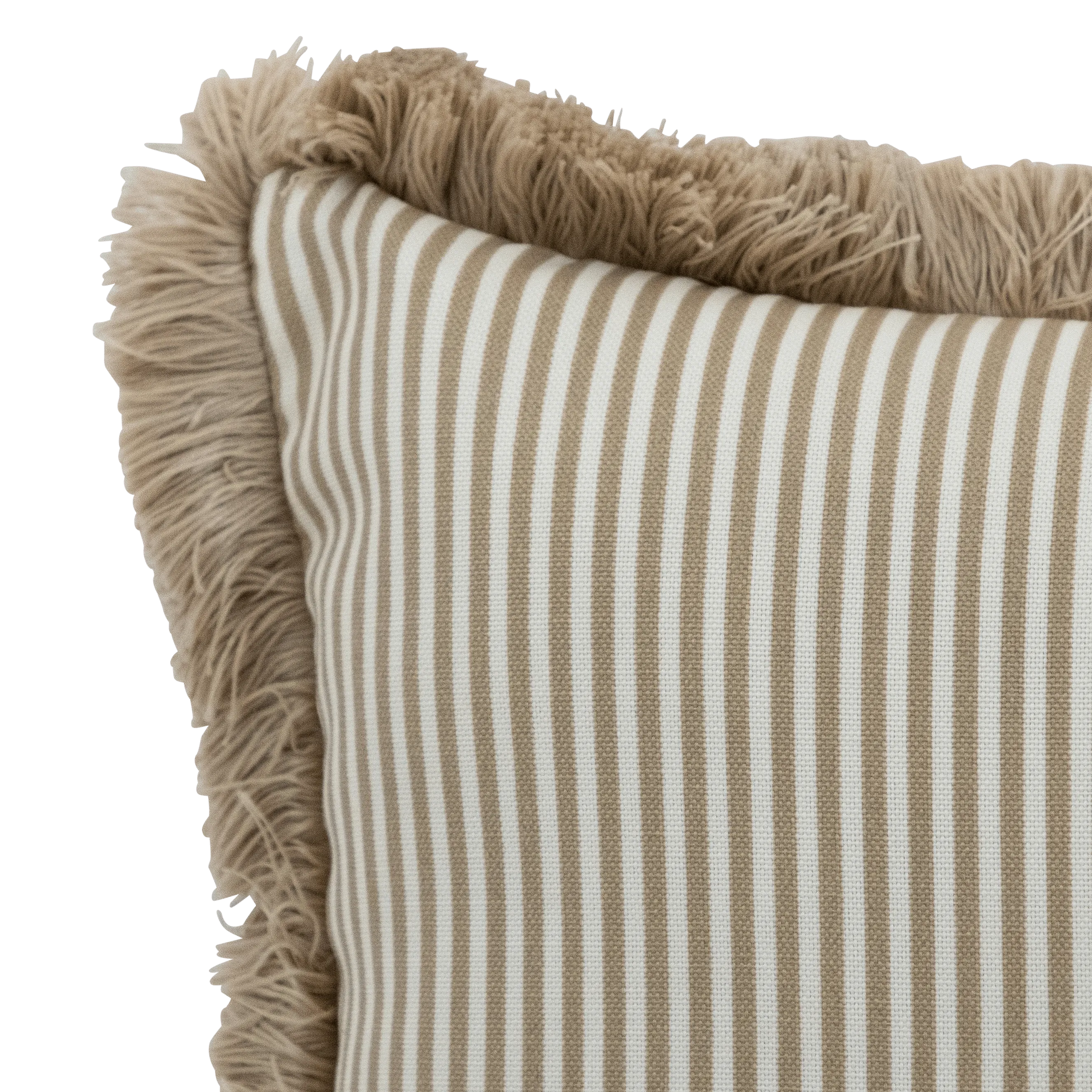 Tahiti Natural Stripe - 50x50cm Fringed Outdoor Cushion