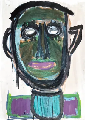 Untitled, Green Face Purple Lips, by Alsendoe Owens