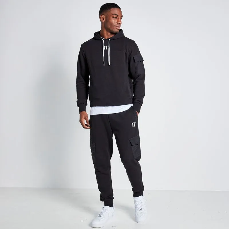 Woven Pocket Hoodie - Black