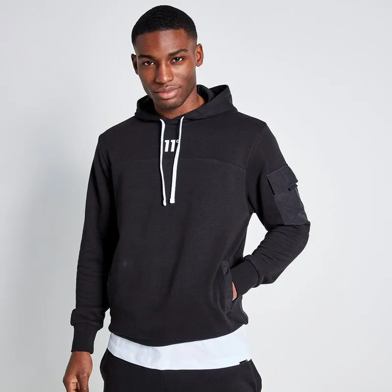 Woven Pocket Hoodie - Black